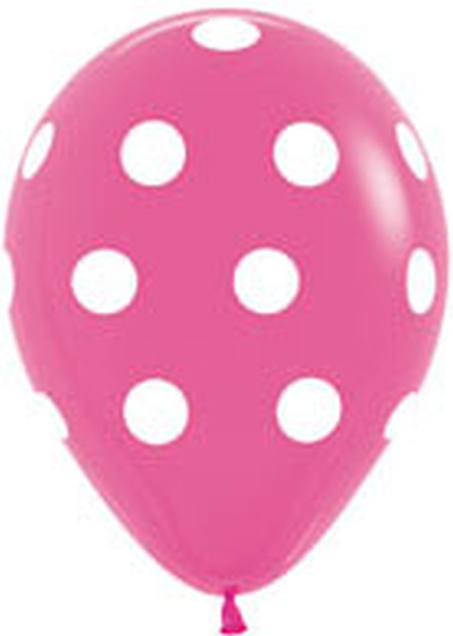 Globo Latex R12 Sempertex Pastel Rosa Puntos Blancos 30cm